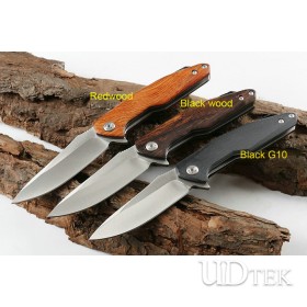 No logo Wood and G10 handle folding hunting knife UD4051851 